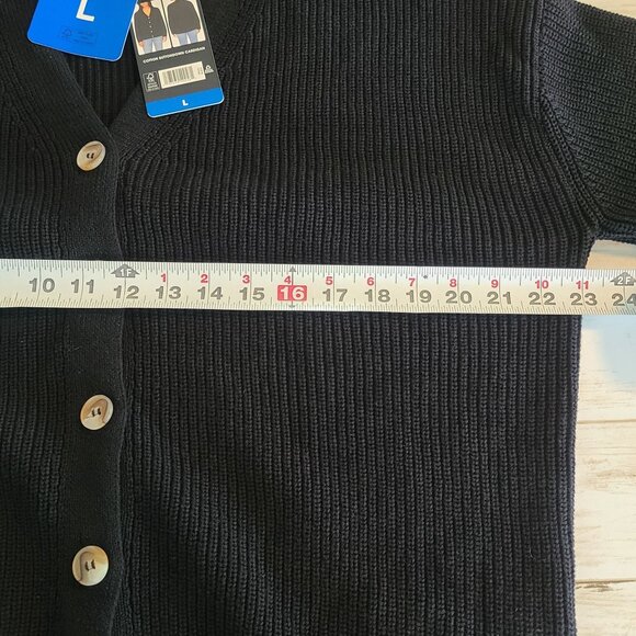 Hudson Black Cardigan Button Front NEW L Classic Staple Lagenlook Womens - Picture 6 of 9
